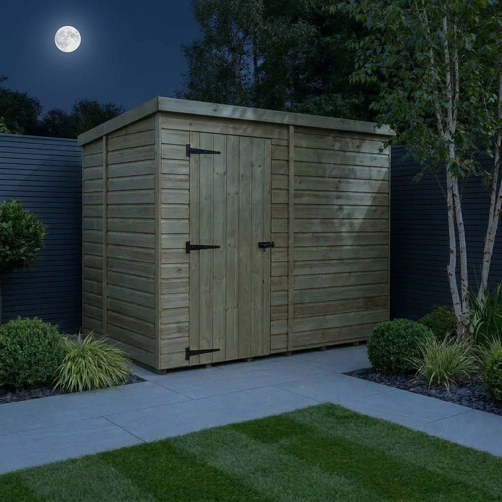 Total Sheds 8ft x 5ft Pent Garden Shed - Single Door - No Windows - Pressure Treated Timber - UK Manufactured