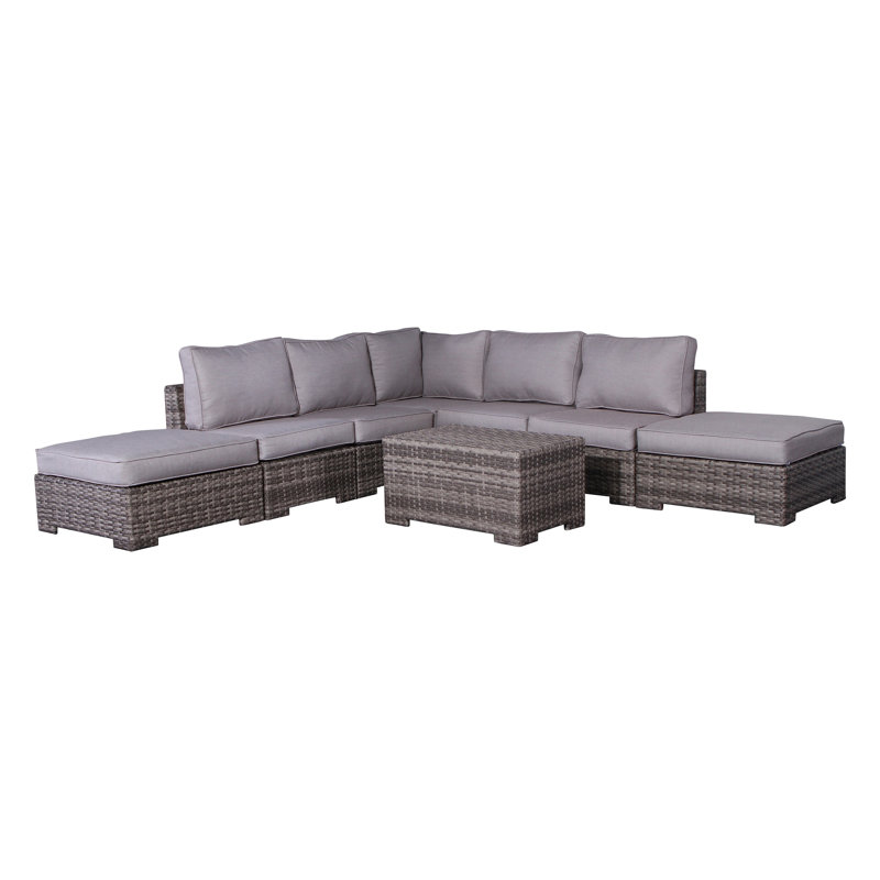 Caron Wicker Fully Assembled 6 - Person Seating Group with Cushions