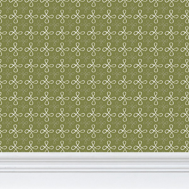 Palace Floor Small Repeat Luxury Wallpaper, Olive, Cellulose/Polyester