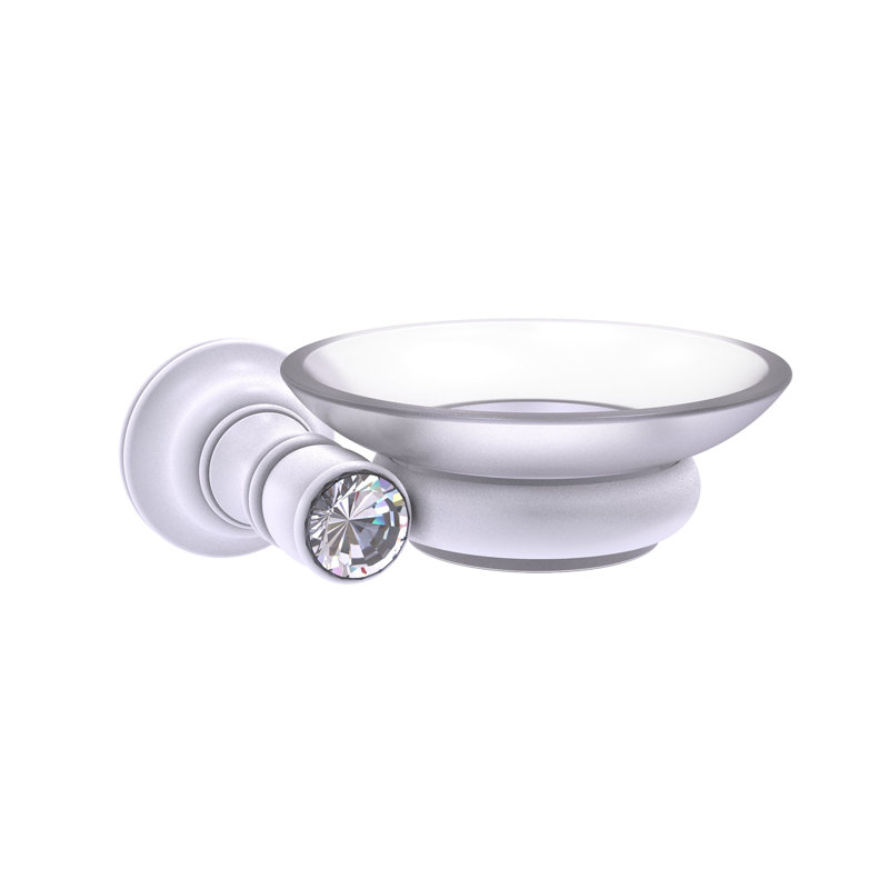 Porte-savon mural en cristal Gavin, Blanc mat