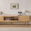 Blanc / pierre Burlywood + bois massif + meuble télé en verre-108647399