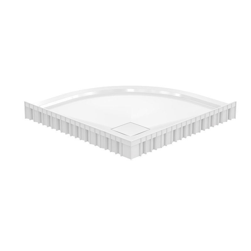 Marquette 36" X 36" Round Corner Double-Threshold Shower Pan Base With Centre Drain In Glossy White