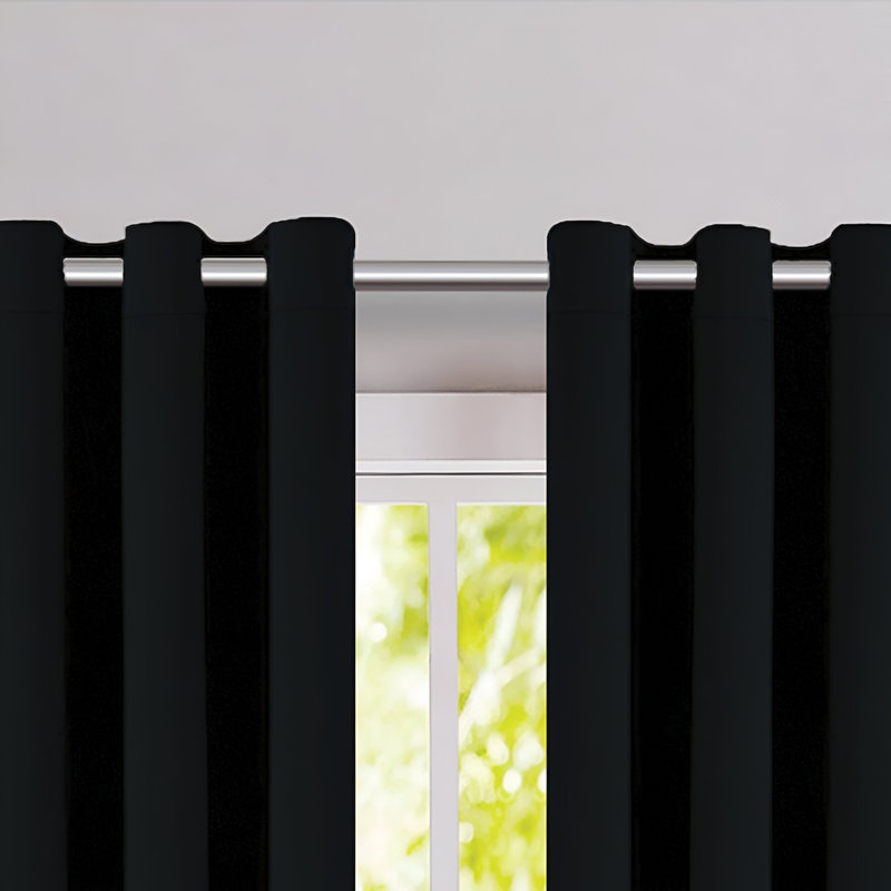Cariya Small Window Eyelet Blackout Thermal Curtains  – Light Blocking & Energy Efficient, 117cm Width x 137cm Drop, Black
