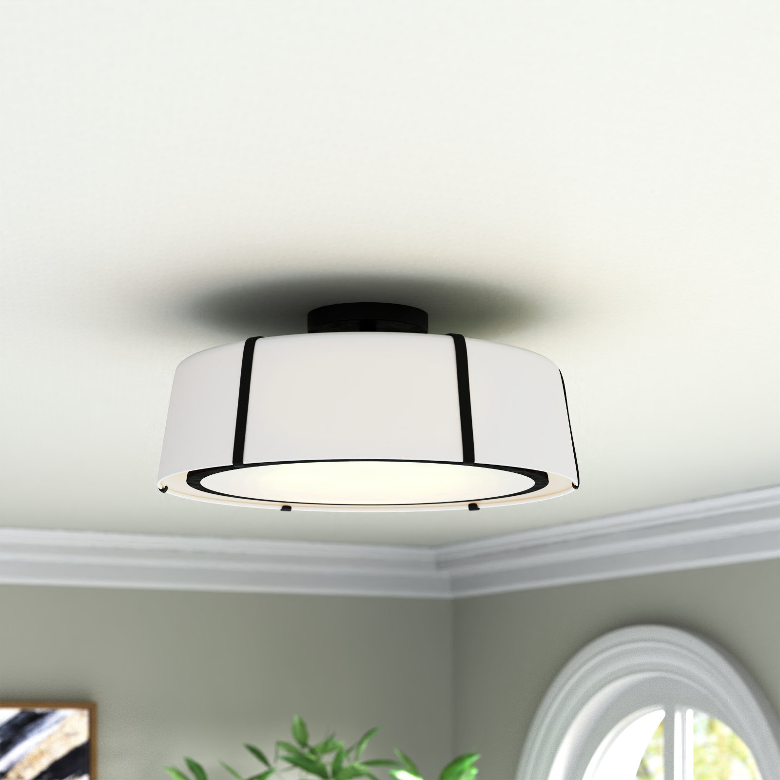 Marietta 6 Light Semi Flush Mount, Matte Black