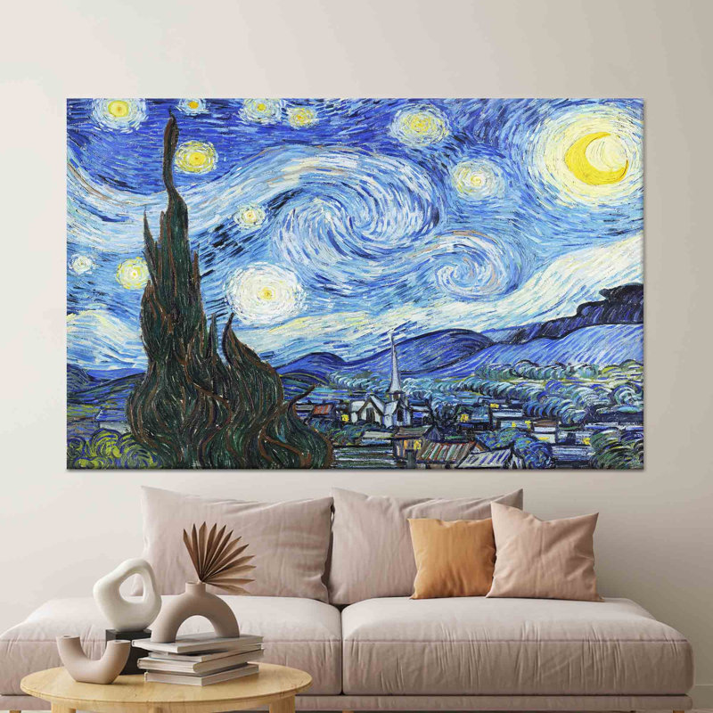 Impression sur toile: Nuit étoilée Van Gogh, élégance moderne, toile tendue 1P, 19,7 po H x 27,6 po l
