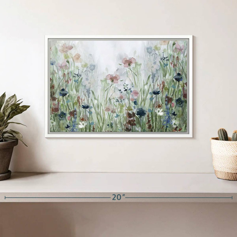Champs de fleurs sauvages, Cadre flottant blanc, 13 po x 9 po
