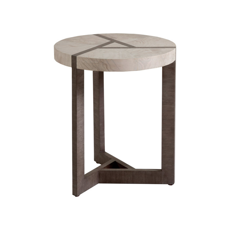 Gray and Brown Round Wood and Metal Occasional Table