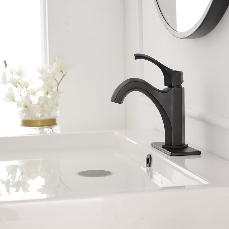 Single-Hole Single-handle Bathroom Faucet with Drain Assembly, Matte Black
