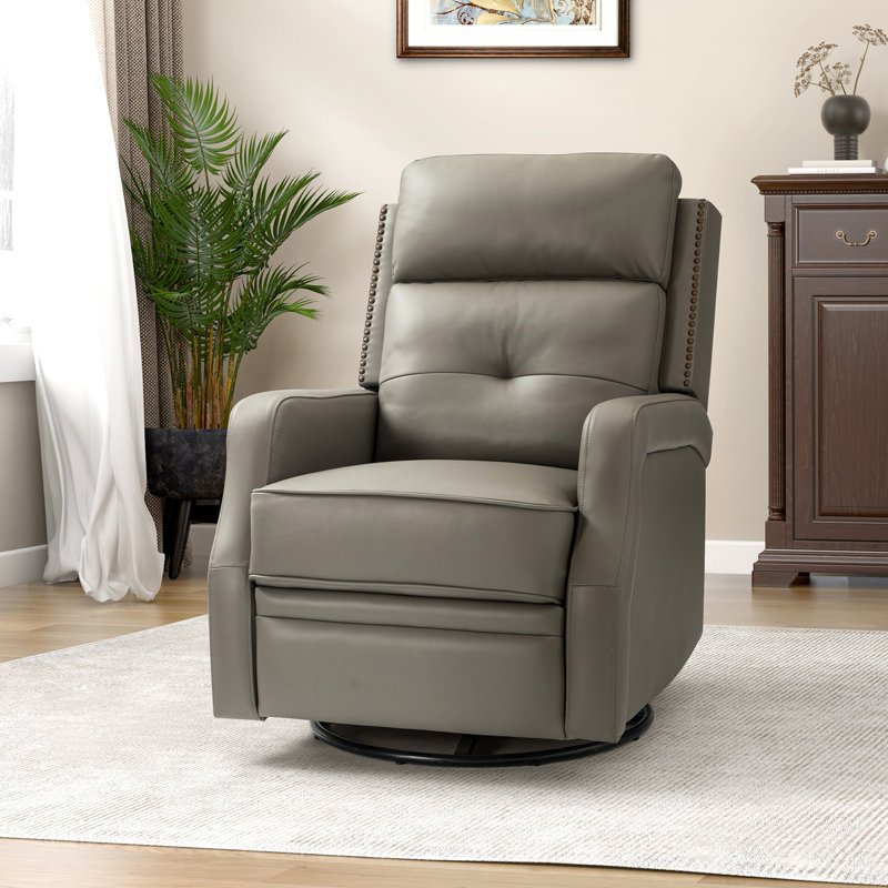 Fauteuil inclinable manuel pivotant Rudisill, Cuir véritable turquoise