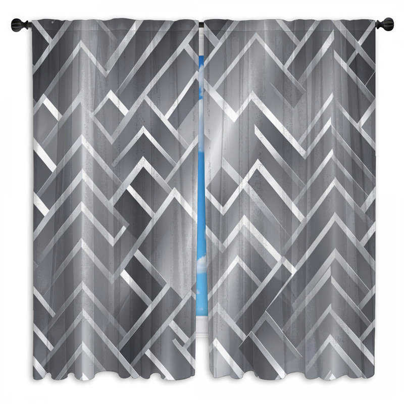 Rideaux de fenêtre argentés à motif zigzag et obscurcissant - 2 panneaux, 20 po x 60 po - 2 panneaux, Transparent
