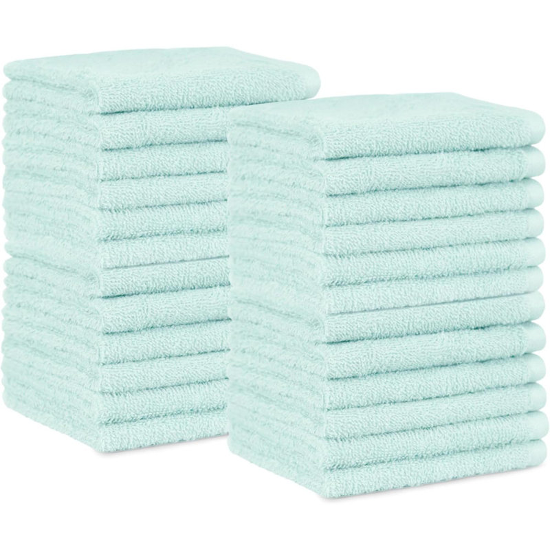 Face Towels For Bathroom, 100% Cotton  Absorbent Washcloth, Fast Drying - Salon Towel - 24 Pack, Ice Blue