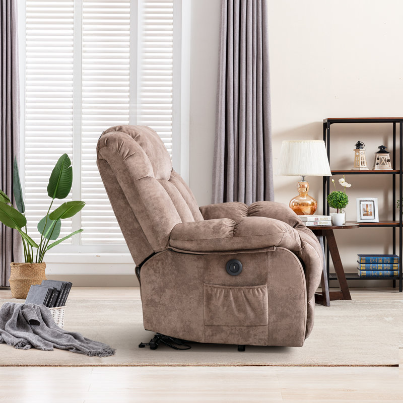 36.6" Wide Classic and Overstuffed Soft Heavy Duty Power Lift Assist Recliner, Camel Microfiber