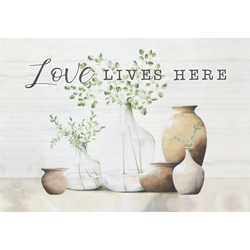 Plants And Vases Still Life Love Lives Here - Wrapped Canvas Art Prints, 30cm H x 46cm W