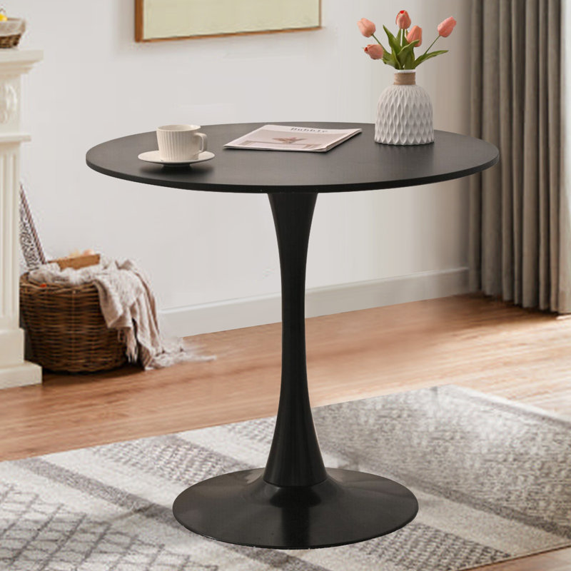 31.5 inch Round Pedestal Dining Table,Black, Black, 28.74" H x 31.5" W x 31.5" D, Black
