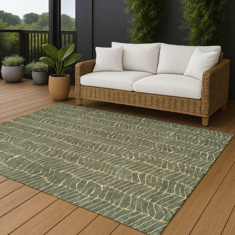Tapis intérieur / extérieur lavable à la machine Chantille ACN3038, Olive, 9 pi x 12 pi