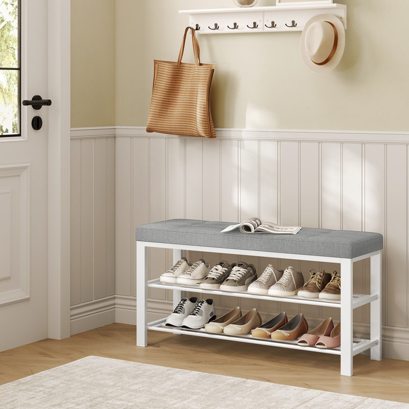 Shoe Storage Bench, Dove Gray/Cloud White