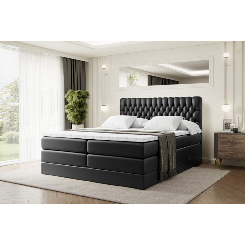 Bed, 200 x 200 cm, Black