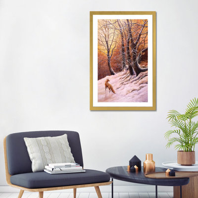 Estampe hivernale-renard et faisan par Jeremy Paul-reproduction d’art