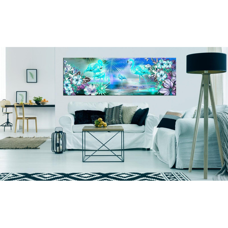 Zahiem flamants de nuit sur toile, H 20 po x l 59 po x P 0,7 po