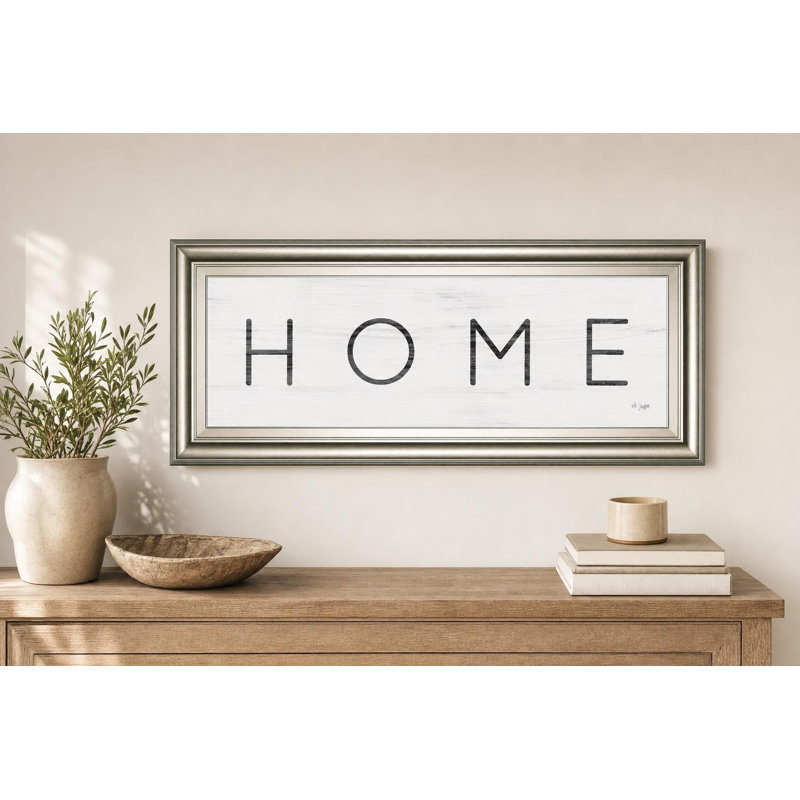 Art mural moderne "Home Text" 18 po x 42 po, cadre doré