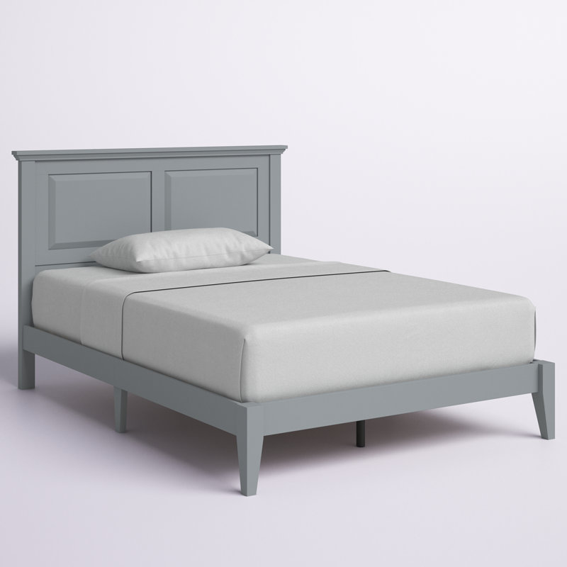 Lit plateforme en bois massif Markovich, Gris, Double