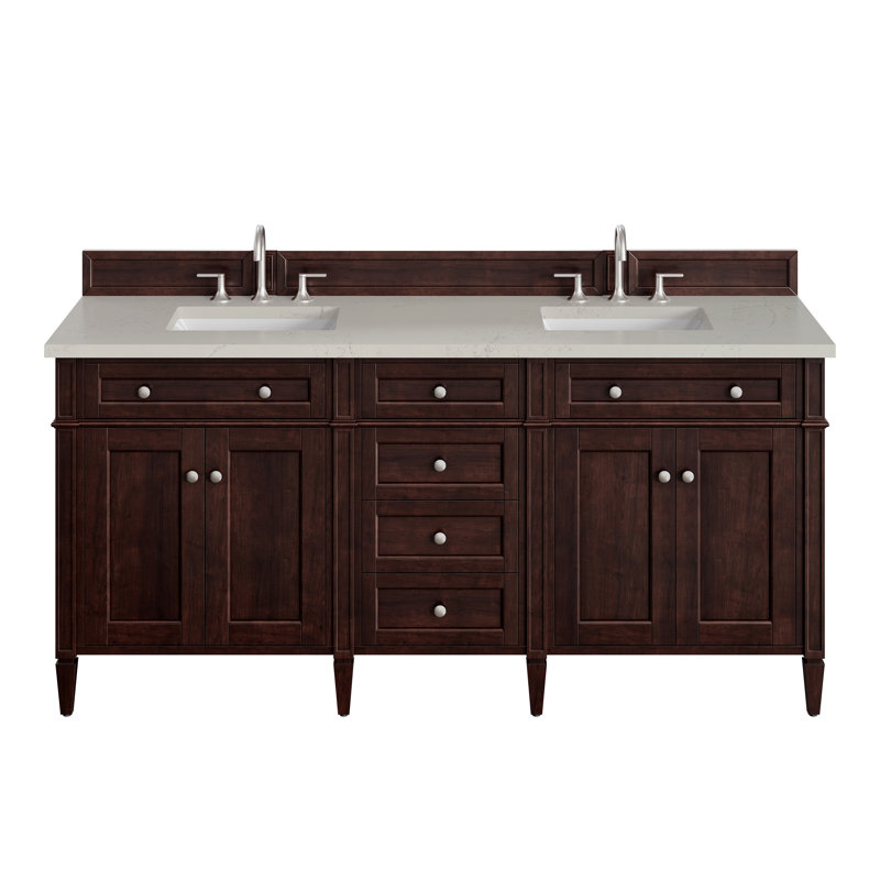 Meuble-lavabo double l 72 po Dussault, Acajou bruni, 8 po, Sibérien