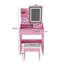 Miroir de coiffeuse 3 couleurs à DEL avec tabouret, coiffeuse rose pour la chambre à coucher, 2 tiroirs et 5 armoires de rangement (4 ouvertes + 1 cachée), éclairage réglable-1263268577