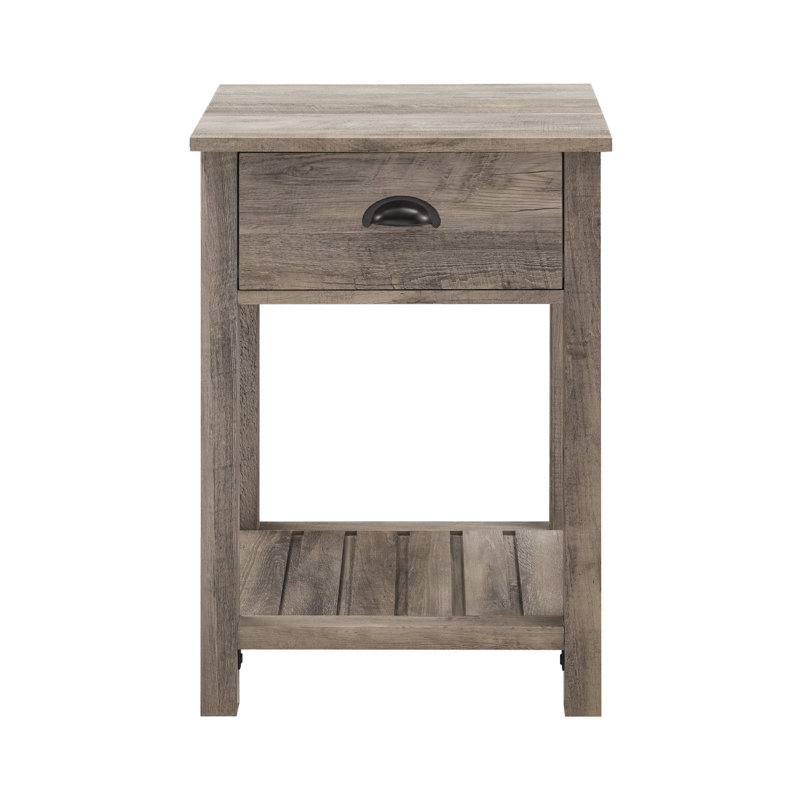 Cadhla 1-Drawer Nightstand with Open Shelf, Gray Wash