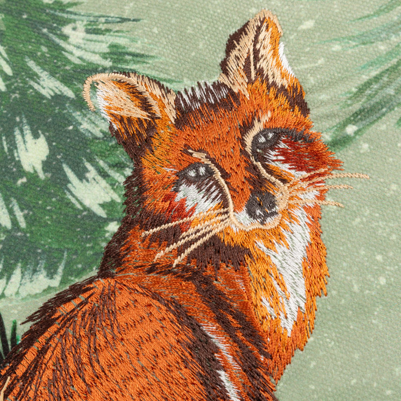 Lodge Wood Fox Abstract Green Rectangular Throw Cushion