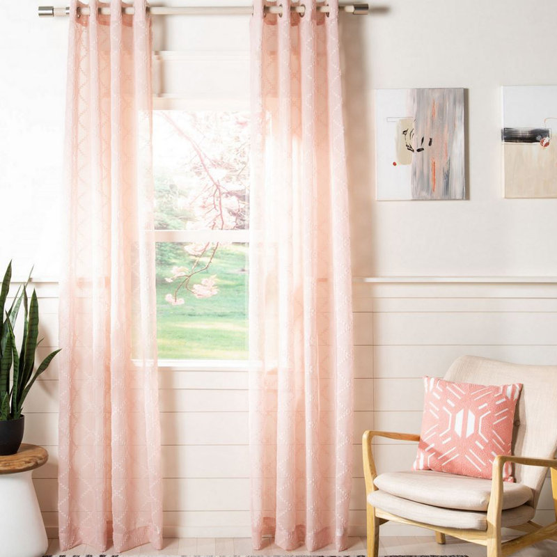 Kogan Semi Sheer Curtain Single Panel, 52" W x 84" L, Pink