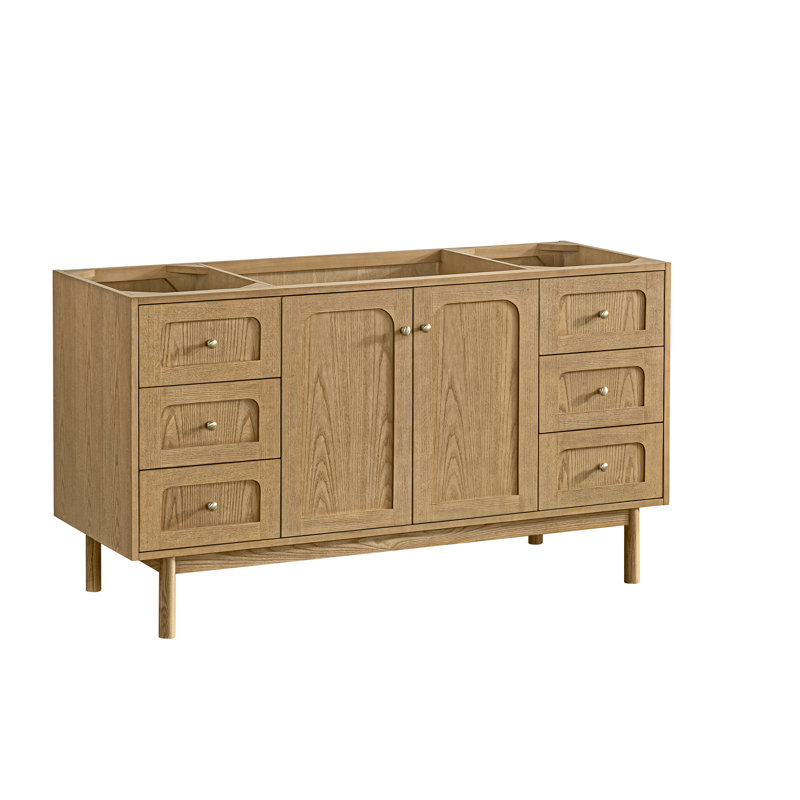 Laurent 60'' W Single Vanity, Widespread, Phantome Eclos, Light Natural Oak