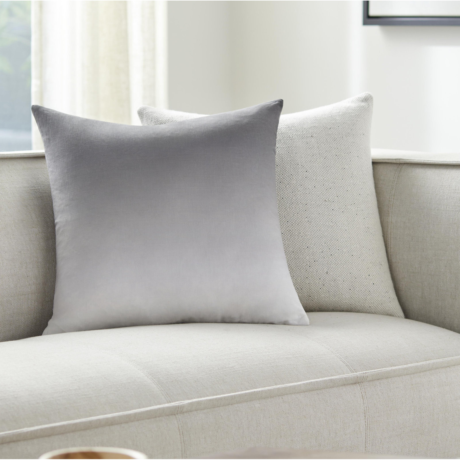 Deadra Ombre Linen Throw Pillow, Mustard, Pillow Cover Only - No Insert, 22" x 22"
