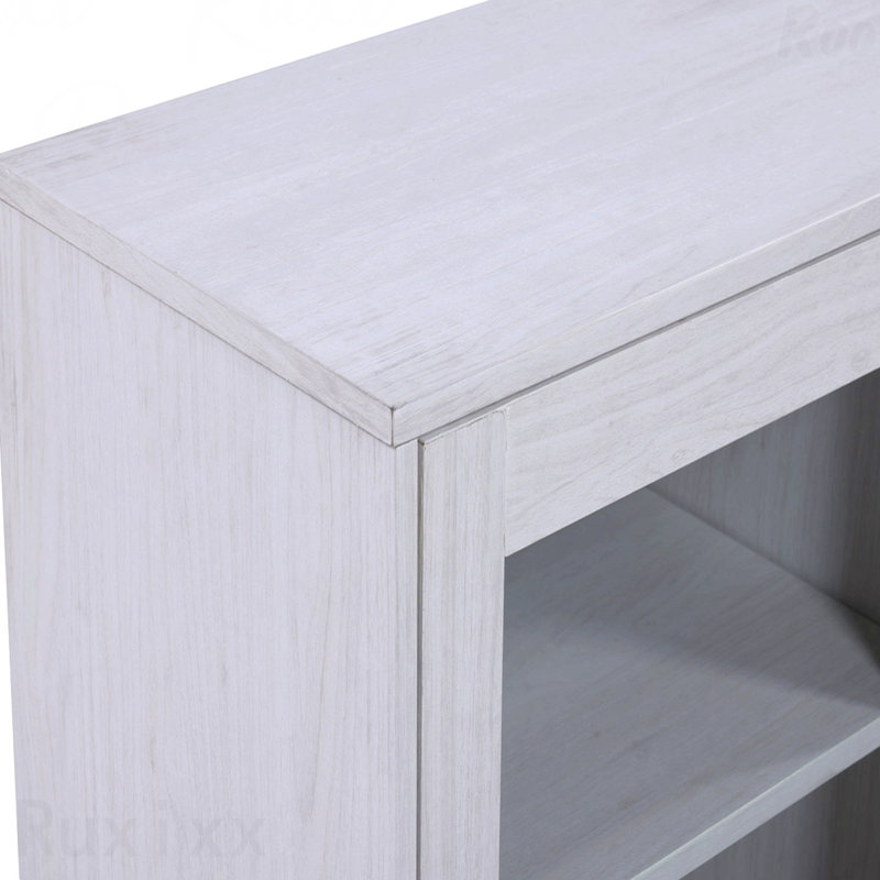 Console 70 po avec foyer et foyer Summit, Blanc/noyer