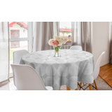 Ambesonne Geometric Round Tablecloth, Neutral Scribble Effect Hand Drawn Style Rounds With Symmetric Repetition, Circle Table Cloth Cover For Dining Room Kitchen Decoration, 60", Pale Grey White