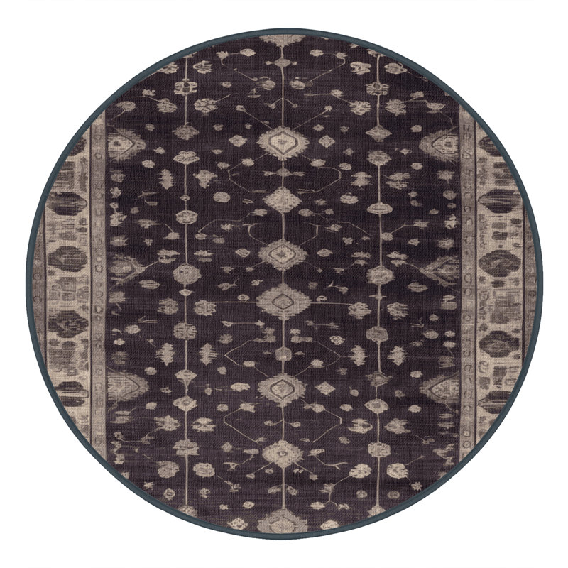 Tapis noir surteint lavable à la machine, Rond 3 pi