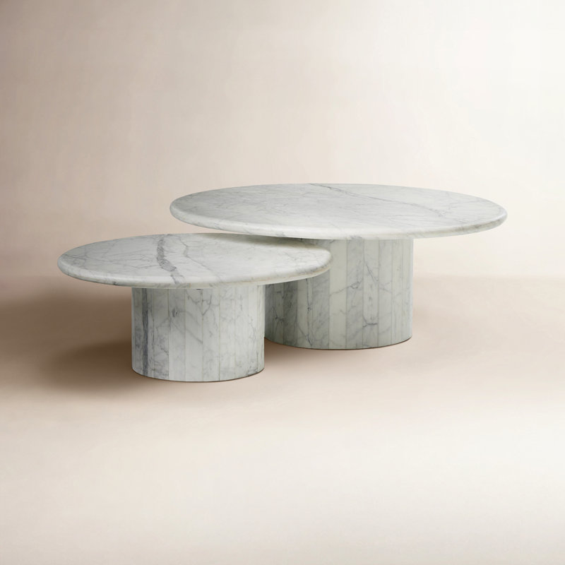 Tables basses Brennan, Marbre Calacatta blanc
