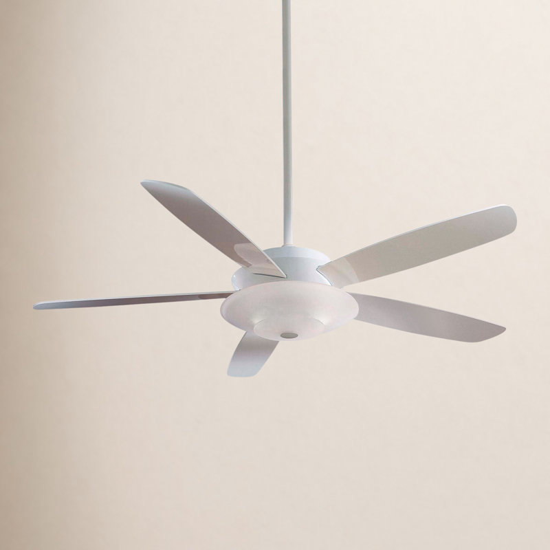 54" Sundowner 5 - Blade Standard Ceiling Fan with Pull Chain, White with White Blades