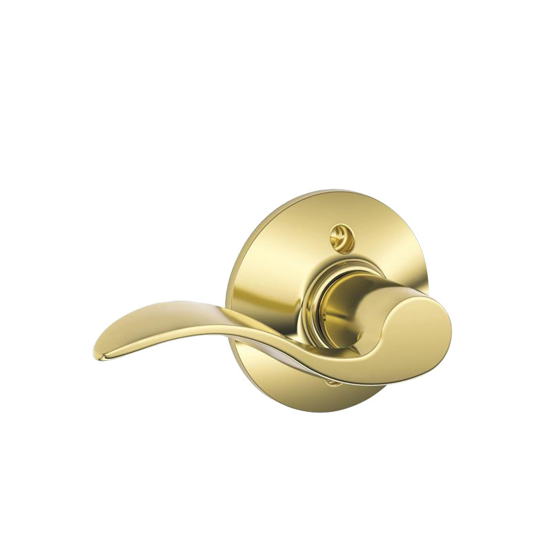 Accent Lever Non-Turning Lock, Left Hand, Bright Brass