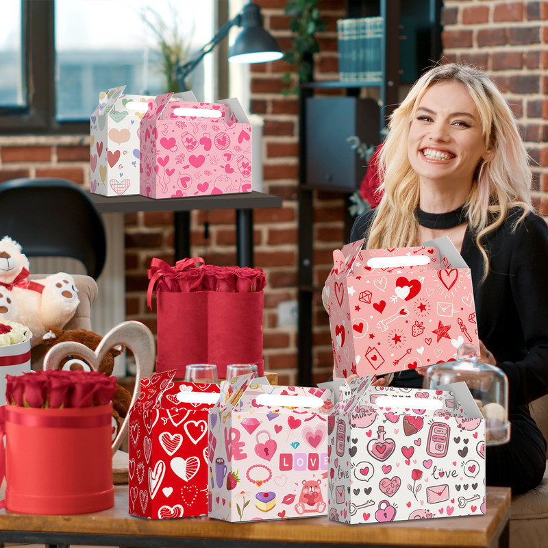 Valentines Party Supplies, 24 Pcs Valentine Treat Boxes Set