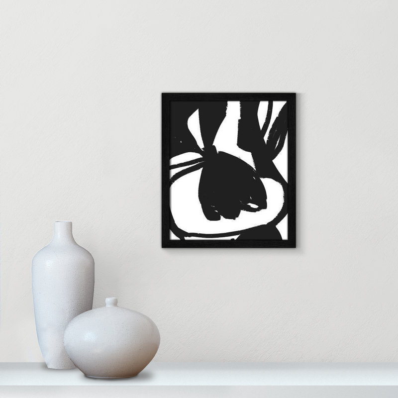 «Line Dessin Collection», Tulipe suspendue sur papier par Leah Straatsma, Cadre noir mince sans support