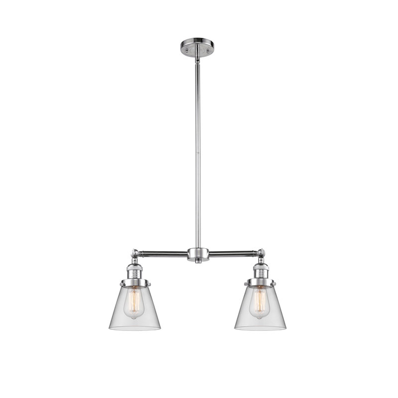 Stonecipher 2 - Light Kitchen Island Pendant, 6 Watt Vinage LED Bulb, Clear, Polished Chrome