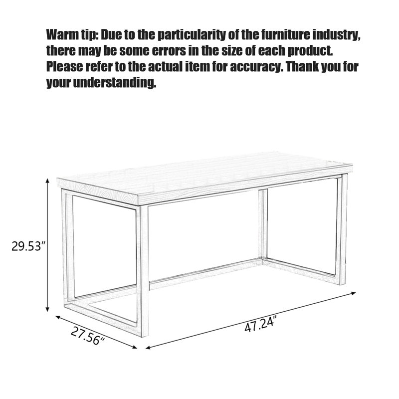 Luxury Solid Wood Computer Desk, 29.53" H x 47.24" W x 27.56" D