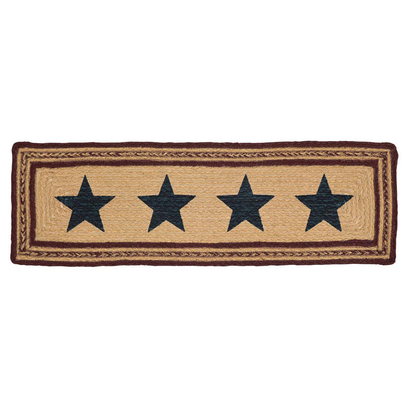 Tapis d'escalier Brunswick / naturel / bourgogne / bleu marine Brunswick, 8,5 po x 27 po