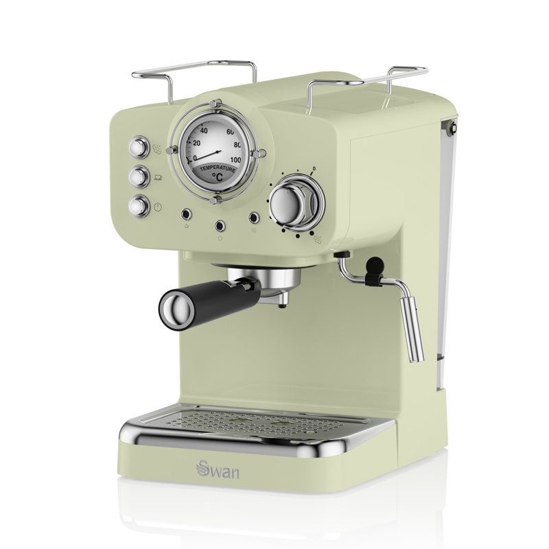 Swan Retro Espresso Coffee Machine with Milk Frother, Steam Pressure Control,Detachable Water Tank, Green