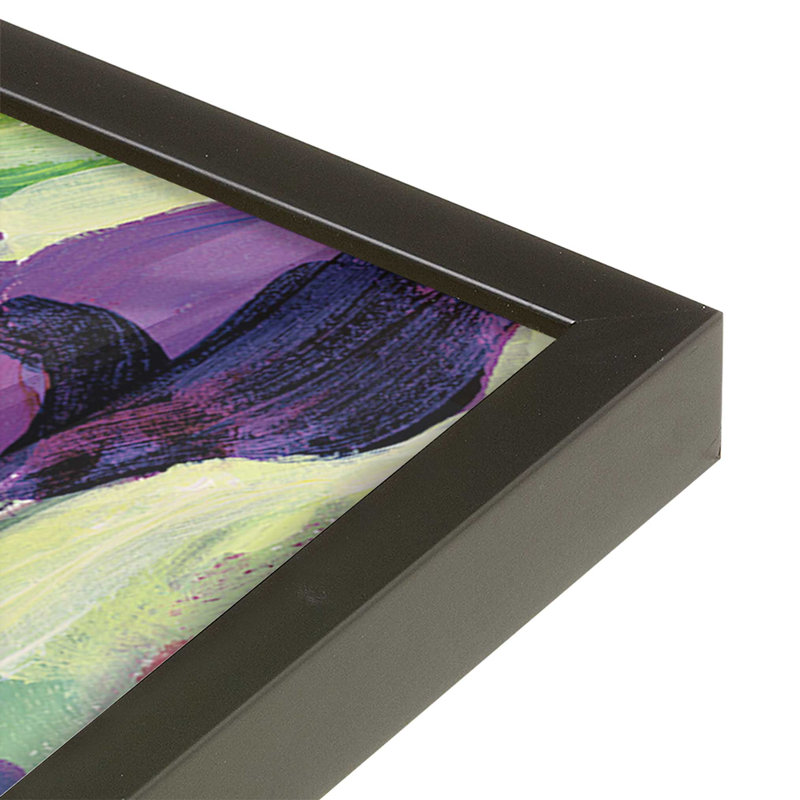 Impression audacieuse de fleurs d'iris, Cadre noir, H 21 po x l 17 po x P 1,25 po