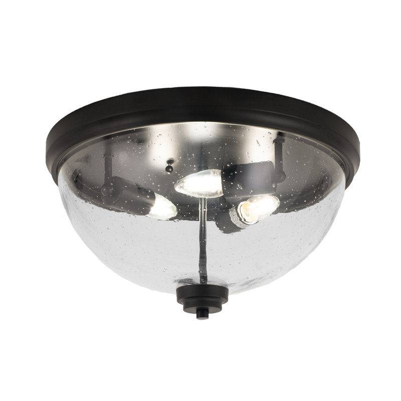 Plafonnier encastré, avec verre à bulles transparent, Noir mat, H 8,75 po x l 8,75 po x P 18 po