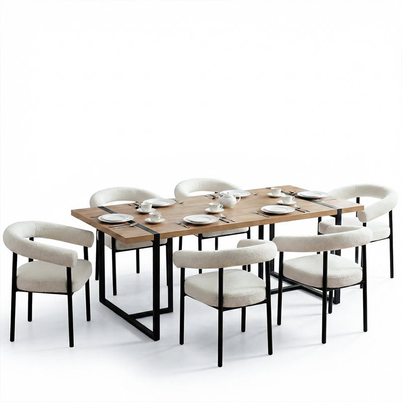 7-Piece Industrial Rectangular Dining Set For 6