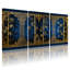 Plantes et fleurs, ensemble de 3 reproductions d'art sur toile, fond bleu-1232550439