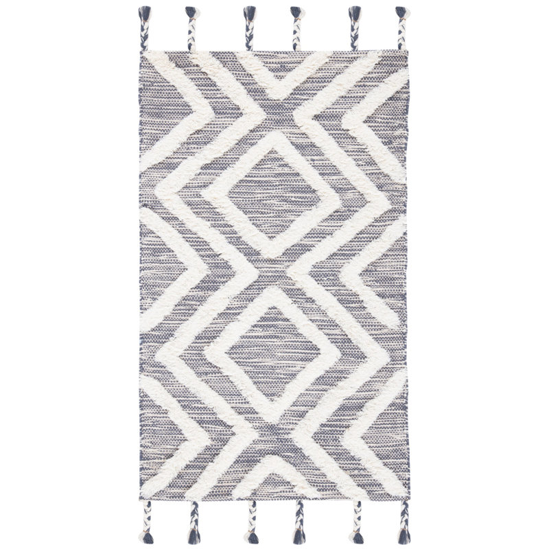 Alimatou Hand Tufted Wool Geometric Rug, Rectangle 4' x 6'