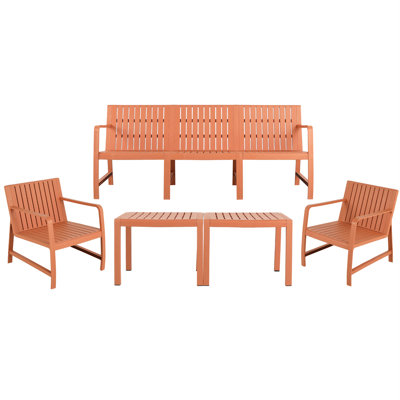 5 Indoor/Outdoor Patio - Apricot Brown 3 , 2 Chairs, Coffee Tables, Rust Frame, Polypropylene, Waterproof, Quick Setup, Smart Design For Garden Relaxation Apartment Balconies